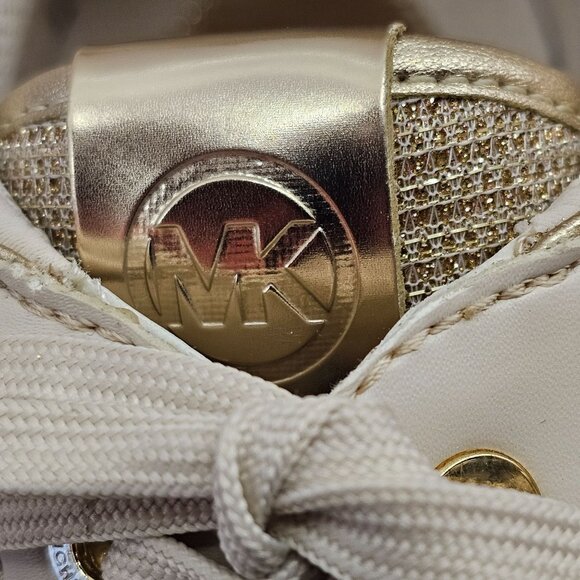 Michael Kors Womens Muse Glitter Gold Mesh Trainer Sneakers 10M - Picture 10 of 14